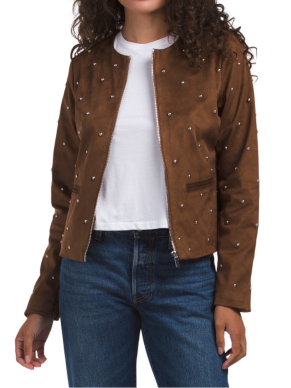 Bagatelle Collection Brown Suede Studs Jacket